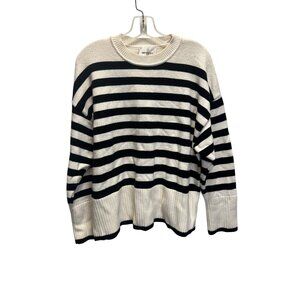 Industry Womens Striped Crew Neck Knit Sweater XL Black & White 52% Viscose/28%